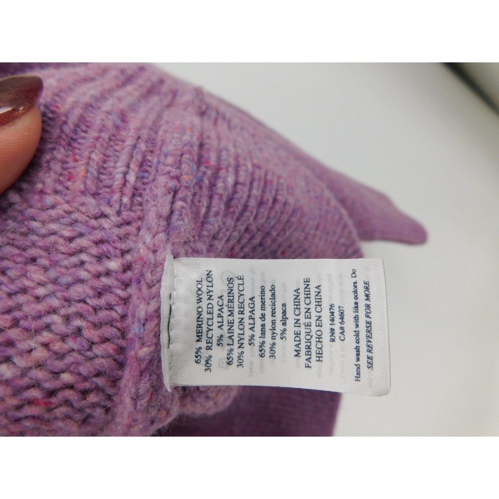 Faherty Boone Purple Wool Blend Mock Neck Puff Sleeve Sweater Women's Medium - Picture 3 of 5